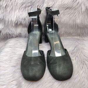 Eileen Fisher Shoes Womens Size 9 Black Adj Suede Ankle Strap Block Heel Zip